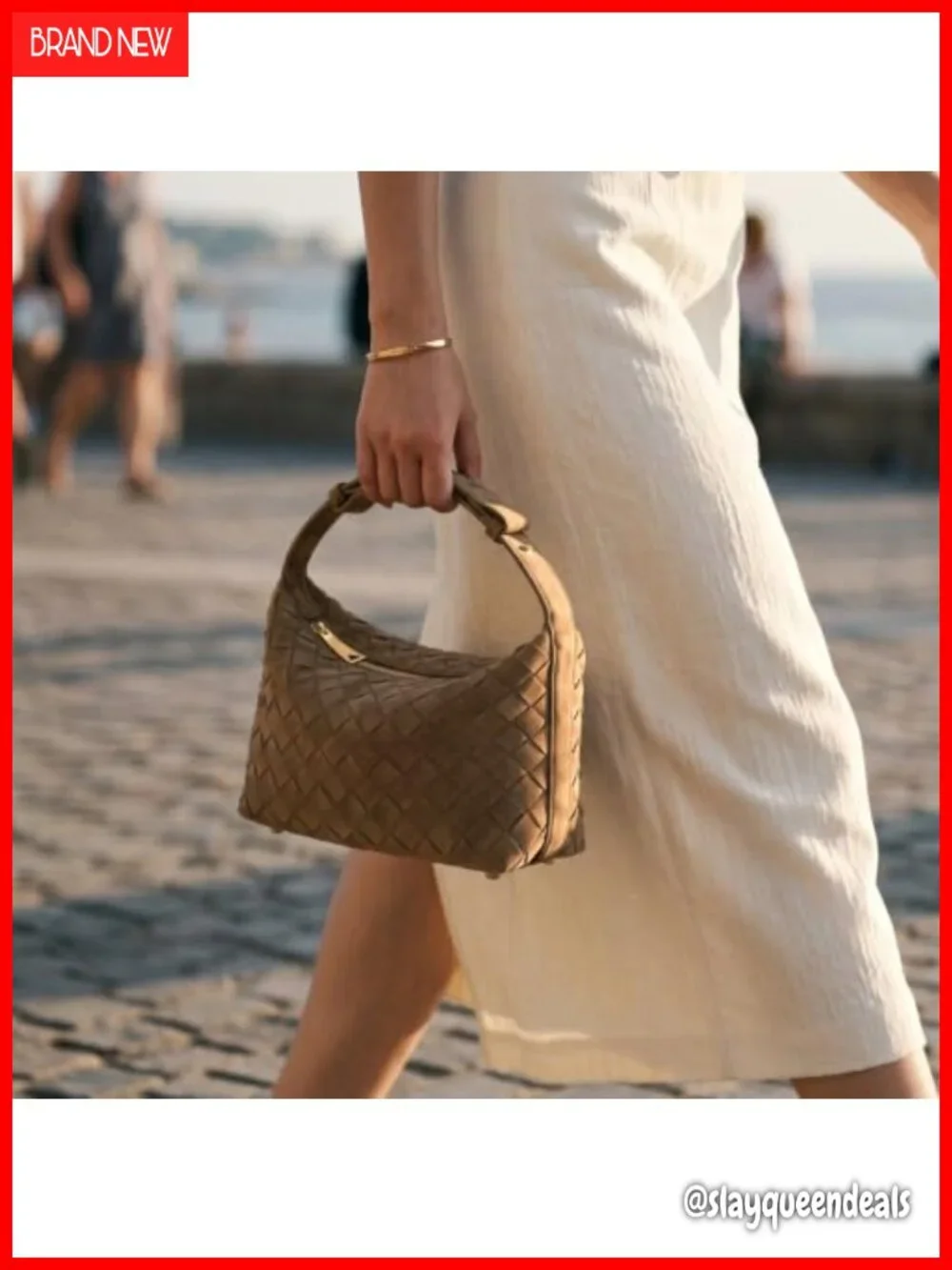 Hand-Woven Faux Suede Hobo Shoulder Bag Vegan Leather Women's Handbag